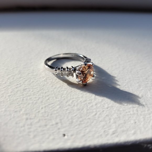 Citrine and White Topaz Ring in Silver, Size 6.5 - Picture 2 of 4
